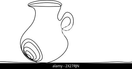 Cruche. illustration vectorielle de dessin d'une ligne. Illustration de Vecteur
