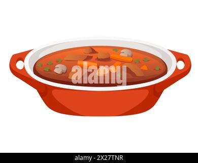 Savoureux dîner soupe de légumes illustration vectorielle de plat délicieux isolé sur fond blanc Illustration de Vecteur