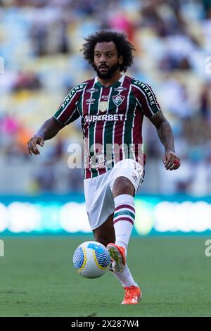 Rio de Janeiro, Brésil. 20 avril 2024. RIO DE JANEIRO, BRÉSIL - 20 AVRIL : MARCELO de Fluminense regarde le ballon pendant le match entre Fluminense et Vasco da Gama dans le cadre de Brasileirao 2024 au stade Maracana le 20 avril 2024 à Rio de Janeiro, Brésil. Crédit : Ruano Carneiro/Alamy Live News Banque D'Images