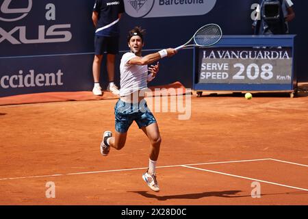 Barcelone, Espagne. 20 avril 2024. Tomas Martin Etcheverry (ARG), APRIL20, 2024 - Tennis : Etcheverry lors de la demi-finale en simple contre Casper Ruud sur le tournoi de tennis Barcelona Open Banc Sabadell au Real Club de Tenis de Barcelona à Barcelone, Espagne. Crédit : Mutsu Kawamori/AFLO/Alamy Live News crédit : Aflo Co. Ltd./Alamy Live News Banque D'Images