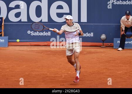 Barcelone, Espagne. 20 avril 2024. Dusan Lajovic (SRB), APRIL20, 2024 - Tennis : Dusan Lajovic lors de la demi-finale en simple face à Stefanos Tsistipas sur le tournoi de tennis Open Banc Sabadell de Barcelone au Real Club de Tenis de Barcelona, Espagne. Crédit : Mutsu Kawamori/AFLO/Alamy Live News crédit : Aflo Co. Ltd./Alamy Live News Banque D'Images