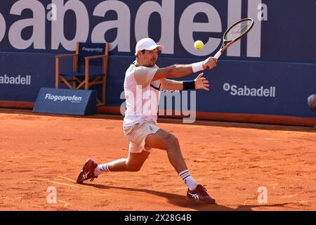 Barcelone, Espagne. 20 avril 2024. Dusan Lajovic (SRB), APRIL20, 2024 - Tennis : Dusan Lajovic lors de la demi-finale en simple face à Stefanos Tsistipas sur le tournoi de tennis Open Banc Sabadell de Barcelone au Real Club de Tenis de Barcelona, Espagne. Crédit : Mutsu Kawamori/AFLO/Alamy Live News crédit : Aflo Co. Ltd./Alamy Live News Banque D'Images