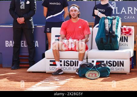 Barcelone, Espagne. 20 avril 2024. Stefanos Tsitsipas (GRE), APRIL20, 2024 - Tennis : Stefanos Tsitsipas lors de la demi-finale en solo contre Dusan Lajovic sur le tournoi de tennis Open Banc Sabadell de Barcelone au Real Club de Tenis de Barcelona, Espagne. Crédit : Mutsu Kawamori/AFLO/Alamy Live News crédit : Aflo Co. Ltd./Alamy Live News Banque D'Images