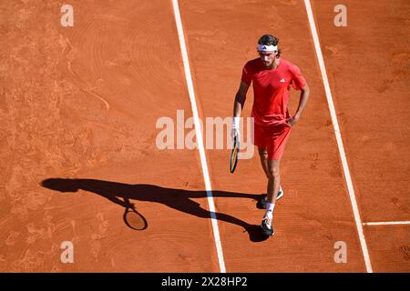 Paris, France. 14 avril 2024. Stefanos Tsitsipas lors de la finale Rolex Monte-Carlo ATP Masters 1000 tennis le 14 avril 2024 au Monte Carlo Country Club de Roquebrune Cap Martin près de Monaco. Crédit : Victor Joly/Alamy Live News Banque D'Images
