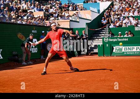 Paris, France. 14 avril 2024. Stefanos Tsitsipas lors de la finale Rolex Monte-Carlo ATP Masters 1000 tennis le 14 avril 2024 au Monte Carlo Country Club de Roquebrune Cap Martin près de Monaco. Crédit : Victor Joly/Alamy Live News Banque D'Images