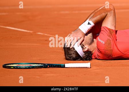 Paris, France. 14 avril 2024. Stefanos Tsitsipas lors de la finale Rolex Monte-Carlo ATP Masters 1000 tennis le 14 avril 2024 au Monte Carlo Country Club de Roquebrune Cap Martin près de Monaco. Crédit : Victor Joly/Alamy Live News Banque D'Images
