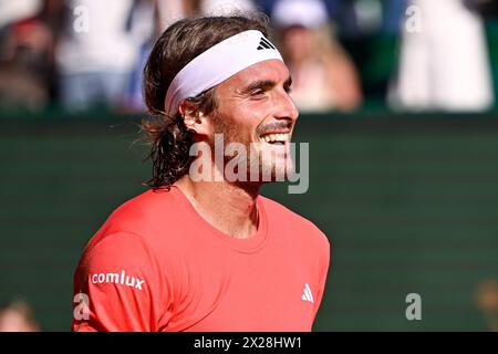 Paris, France. 14 avril 2024. Stefanos Tsitsipas lors de la finale Rolex Monte-Carlo ATP Masters 1000 tennis le 14 avril 2024 au Monte Carlo Country Club de Roquebrune Cap Martin près de Monaco. Crédit : Victor Joly/Alamy Live News Banque D'Images