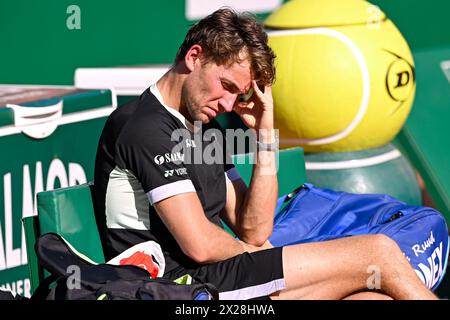 Paris, France. 14 avril 2024. Casper Ruud lors de la finale Rolex Monte-Carlo ATP Masters 1000 tennis le 14 avril 2024 au Monte Carlo Country Club de Roquebrune Cap Martin, France près de Monaco. Crédit : Victor Joly/Alamy Live News Banque D'Images