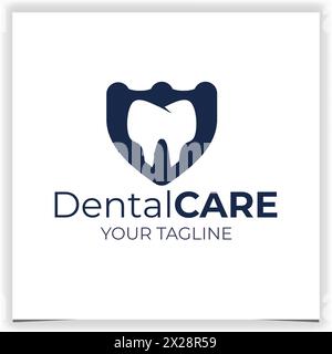 Modèle de conception de logo dentaire de bouclier de vecteur Illustration de Vecteur