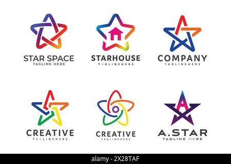 Collection de logo Star Space avec différentes formes et couleurs Illustration de Vecteur