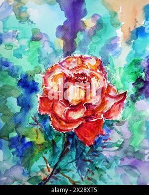 arrière-plans de couleur abstraite pour la peinture aquarelle d'art de conception rose fleur Banque D'Images
