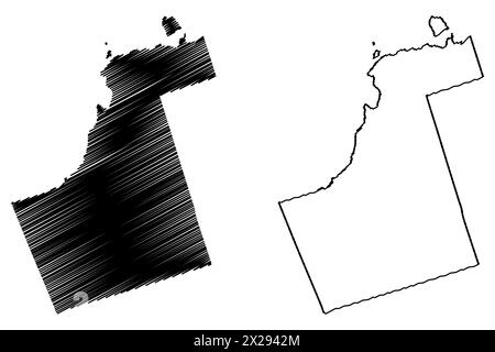Municipalité régionale de York (Canada, province de l'Ontario, Amérique du Nord) carte illustration vectorielle, croquis à tracer carte de la région de York Illustration de Vecteur