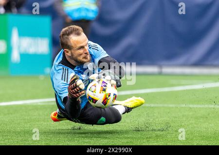 Seattle, Washington, États-Unis. 20 avril 2024. STEFAN FREI, joueur des Seattle Sounders #24, échauffement avant le match, Seattle Sounders vs Vancouver Whitecaps, où les sirènes perdent à domicile 0-2. (Crédit image : © Melissa Levin/ZUMA Press Wire) USAGE ÉDITORIAL SEULEMENT! Non destiné à UN USAGE commercial ! Crédit : ZUMA Press, Inc/Alamy Live News Banque D'Images