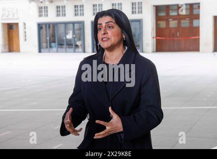 Londres, Royaume-Uni. 21 avril 2024. Shabana Mahmood, cabinet fantôme de Keir Starmer comme secrétaire d'État fantôme à la Justice à la BBC pour dimanche avec Laura Kuenssberg. Crédit : Mark Thomas/Alamy Live News Banque D'Images