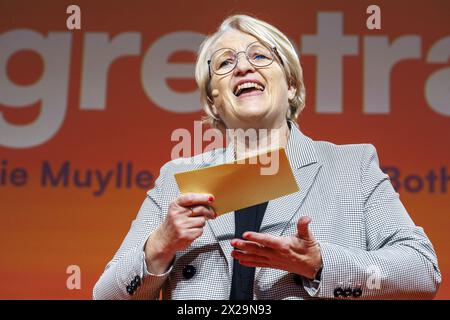 Malines, Belgique. 21 avril 2024. Nathalie Muylle de CD&V photographiée lors du congrès électoral du parti démocrate chrétien flamand CD&V, dimanche 21 avril 2024 à Malines. BELGA PHOTO NICOLAS MAETERLINCK crédit : Belga News Agency/Alamy Live News Banque D'Images
