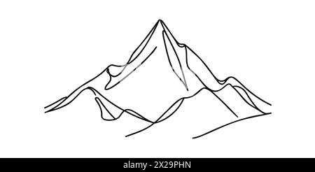Un dessin au trait continu de montagne. illustration vectorielle. Illustration de Vecteur
