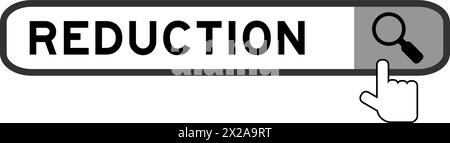 Bannière de recherche en réduction de mots avec icône de loupe de main sur fond blanc Illustration de Vecteur