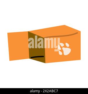 Conteneur pour animaux. Porte-animaux, petit chenil pour chiens. Icône unique de magasin d'animaux de compagnie dans le style de dessin animé, illustration vectorielle Illustration de Vecteur