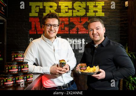 Fresh Mex, Lothian Road, copropriétaires Robbies (lunettes) et Chris Moult Banque D'Images