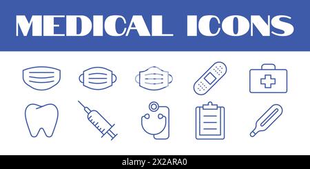 Icônes de soins de santé illustration médicale vectorielle icônes vectorielles ensemble d'icônes de médecin Illustration de Vecteur