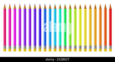 Crayons de couleur, ensemble de crayons de couleur, conception vectorielle dans des couleurs vives Illustration de Vecteur