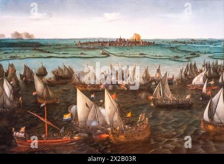 Bataille entre navires hollandais et espagnols à Haarlemmermeer, Hendrick Cornelisz Vroom, en 1629 ou après huile sur toile, Amsterdam, pays-Bas Banque D'Images