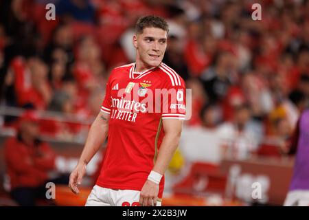 Benjamín Rollheiser pendant le match de Liga Portugal entre SL Benfica et Moreirense FC à l'Estadio Da Luz, Lisbonne, Portugal. (Maciej Rogowski) Banque D'Images