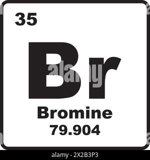 Icône de brome, élément chimique du tableau périodique. Illustration de Vecteur