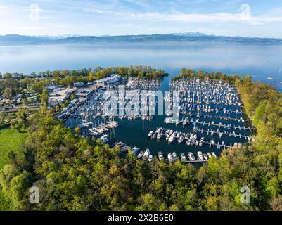 Ultramarin Gohren, le plus grand centre de sports nautiques sur le lac de Constance, Meichle et Mohr Marina avec 1, 400 couchettes, hôtel, école de voile, yacht charter Banque D'Images