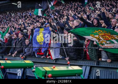 Rotterdam, pays-Bas. 21 avril 2024. ROTTERDAM, PAYS-BAS - 21 AVRIL : les fans de Feyenoord célèbrent le but lors de la finale de la Coupe TOTO KNVB entre Feyenoord et NEC au Stadion Feyenoord le 21 avril 2024 à Rotterdam, pays-Bas. (Photo par Andre Weening/Orange Pictures) crédit : Orange pics BV/Alamy Live News Banque D'Images