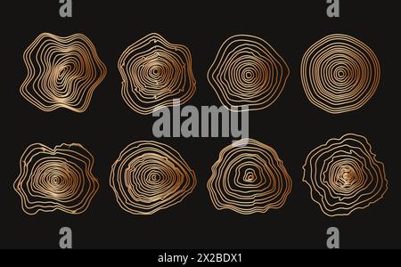 Tree cut pattern.Vector topographic map concept.background des anneaux de croissance abstraits d'un arbre.Line design d'une souche en bois. Illustration de Vecteur