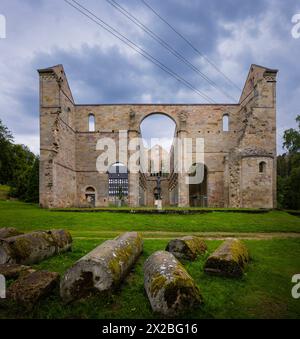 Kloster Palinzella Das Kloster Paulinzella ist eine ehemalige Benediktinerabtei, gegründet als Doppelkloster in Paulinzella im Rottenbachtal in Thüringen. Die ruine der Klosterkirche gehört zu den bedeutendsten romanischen Bauwerken in Deutschland. Paulinzella Thüringen Deutschland *** Monastère de Palinzella le Monastère de Paulinzella est une ancienne abbaye bénédictine, fondée comme un monastère double à Paulinzella dans la vallée de Rottenbach en Thuringe les ruines de l'église du monastère sont parmi les plus importants bâtiments romans en Allemagne Paulinzella Thuringe Allemagne Banque D'Images