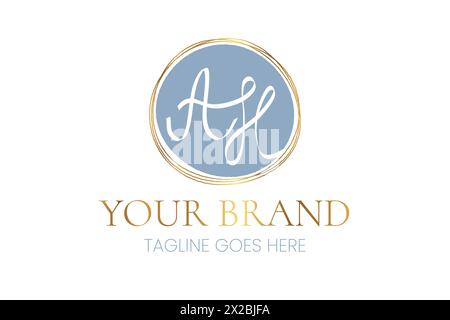 Élégante lettre AH initiale Clean logo d'entreprise féminine Illustration de Vecteur