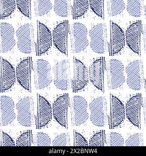 Motif d'effet imprimé à pois japonais bleu Indigo. Conception vectorielle sans couture faite à la main pour le fond de batik de tissu et la répétition de mode fanée. Illustration de Vecteur