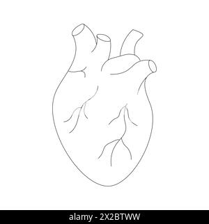 Heart Line Art - dessin minimaliste de coeur biologique. Illustration de l'icône de coeur de vecteur Illustration de Vecteur