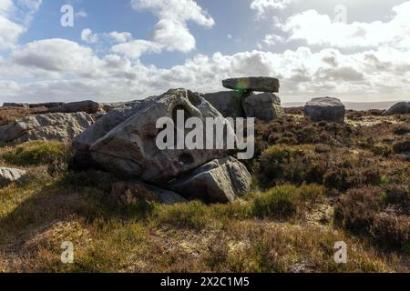 Pierres d'Alcomden sur Stanbury Moor, West Yorkshire Banque D'Images