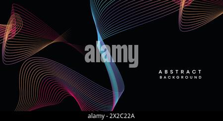 Visualisation géométrique abstraite bleu foncé, orange, vert dégradé de lignes d'ondulation fond de technologie. violet, bleu marine, fond d'onde dégradé rouge Illustration de Vecteur
