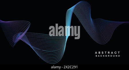 Visualisation géométrique abstraite bleu foncé, orange, vert dégradé de lignes d'ondulation fond de technologie. violet, bleu marine, fond d'onde dégradé rouge Illustration de Vecteur
