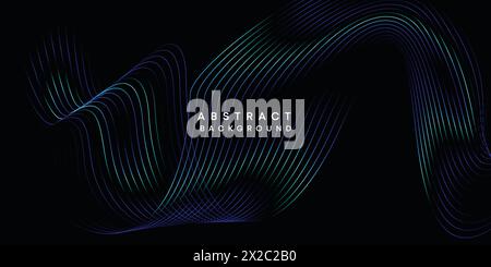 Visualisation géométrique abstraite bleu foncé, orange, vert dégradé de lignes d'ondulation fond de technologie. violet, bleu marine, fond d'onde dégradé rouge Illustration de Vecteur