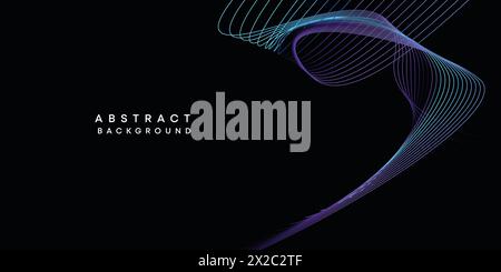 Visualisation géométrique abstraite bleu foncé, orange, vert dégradé de lignes d'ondulation fond de technologie. violet, bleu marine, fond d'onde dégradé rouge Illustration de Vecteur