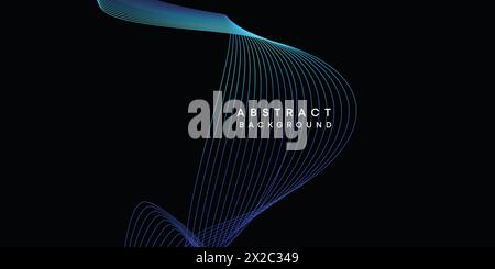 Visualisation géométrique abstraite bleu foncé, orange, vert dégradé de lignes d'ondulation fond de technologie. violet, bleu marine, fond d'onde dégradé rouge Illustration de Vecteur