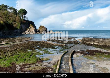 Vue sur la belle plage de Lee Bay à Ilfracombe, Devon, Royaume-Uni Banque D'Images