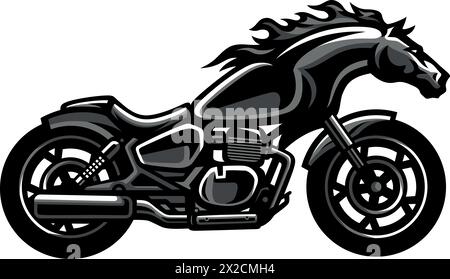 Moto Cruiser avec tête de cheval Illustration de Vecteur