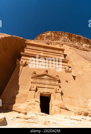 Al Ula, Arabie Saoudite : les tombeaux amous de la civilisation nabatéenne, Al-Ula étant leur deuxième plus grande ville après Pétra, sur le site de Madain Saleh en th Banque D'Images