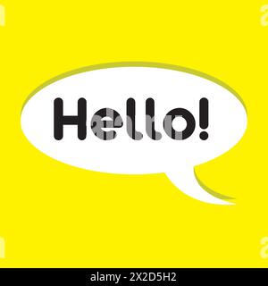 Salut, bonjour bulle de discours. Une bulle de discours avec l'inscription 'Hello' isolée Illustration de Vecteur