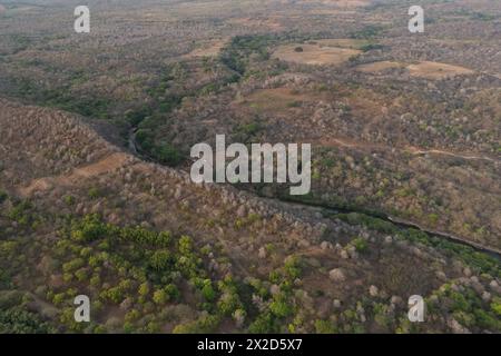 Construction d'une nouvelle route avec pont dans la jungle vue aérienne drone Banque D'Images