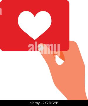 Bannière avec similaire en main. Main tenant signe avec coeur. Illustration vectorielle dans un style plat Illustration de Vecteur