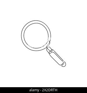 Loupe d'écran continue d'une ligne, symbole conceptuel. Recherche Internet .illustration vectorielle de dessin d'esquisse blanche numérique à une ligne Illustration de Vecteur