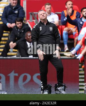 Londres, Royaume-Uni. 21 avril 2024. Mark Robins (Coventry City manager) lors de la demi-finale de la Coupe FA Emirates, Coventry City v Manchester United, au stade de Wembley, Londres, Royaume-Uni, le 21 avril 2024 crédit : Paul Marriott/Alamy Live News Banque D'Images