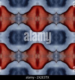 Motif sans couture à l'aquarelle teinte au noeud. Imprimé ikat sans fin dessiné à la main dans des couleurs terreuses. Ornement traditionnel tribal dans le style boho. Flux naturel de peinture Banque D'Images